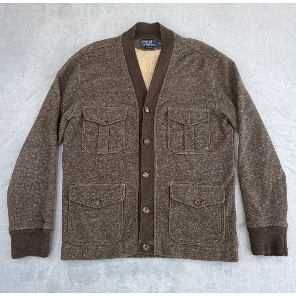 Polo Ralph Lauren Mens French Terry Utility Safari Cardigan Cargo M Cabin Preppy
